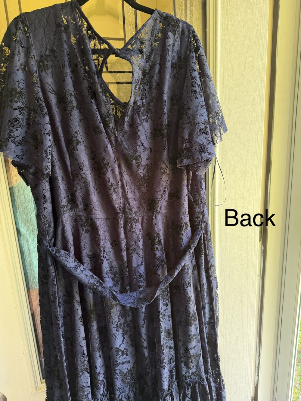 Lane Bryant Blue Lace V-Neck Midi Dress with Ruffle Hem - Picture 2 of 2